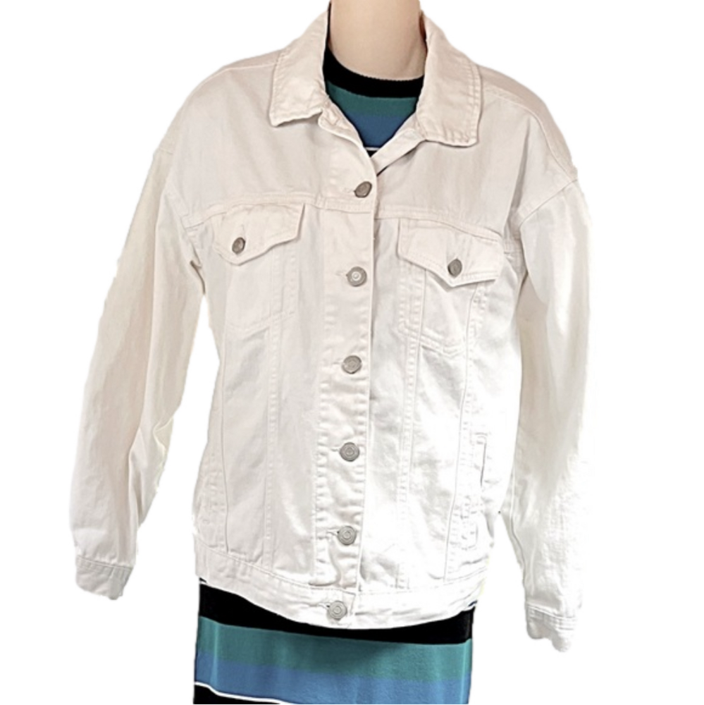 Aeropostale White Denim Jacket Boyfriend Fit